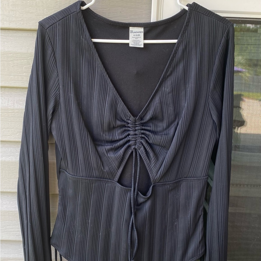 No Boundaries Black Ruched Long Sleeve One Piece